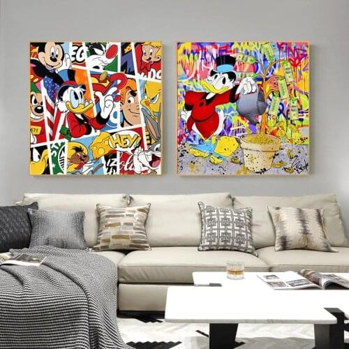 Disney Anime Cartoon Canvas Painting Donald Duck Poster Graffiti Posters and Modern Prints Wall Art Pictures for Room Decoration