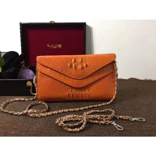 Purple and orange color 100% genuine crocodile leather skin wallets and purse alligator skin wallets women clutch evening bag