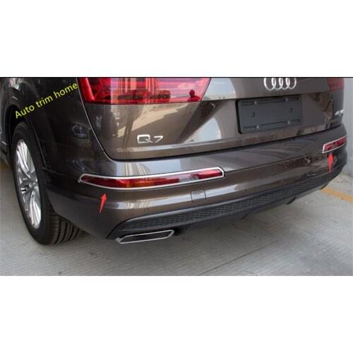ABS Pearl Chrome Rear Bumper Tail Fog Lights Lamps Cover Trim 2 Pcs For Audi Q7 S-line Sport 2016 2017 2018 Auto Accessories