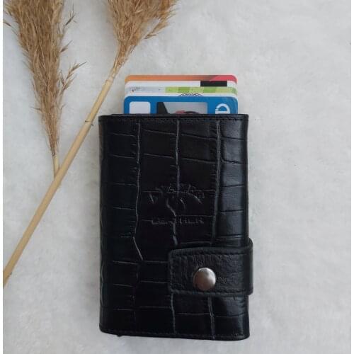 Genuine Leather Crocodile Pattern Quality Rfid Anti Magnetic Men Women Credit Card Holder Wallet Purse Vintage Mini Money Bag