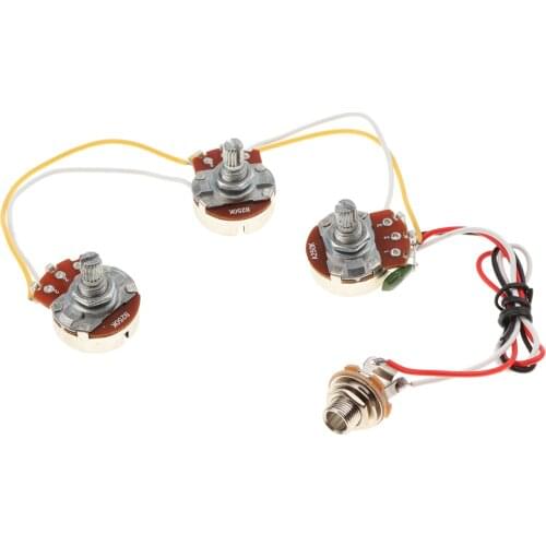 1 Set DIY Bass Wiring Kit Tone Volume Control Harness A250K B250K Pots Socket Potentiometers For Jazz Bass Guitar Accessories