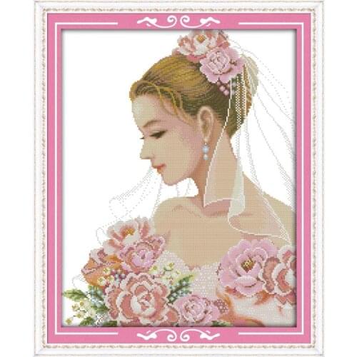 Beautiful Bride Cross Stitch Kit Pattern Traditional Embroidery 11CT14CTNeedlework Sewing Kit Family Picture Decorative Painting