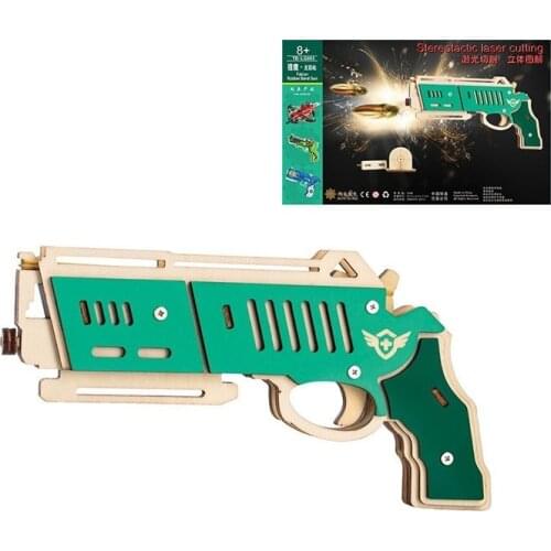 Laser Cutting 3D Wooden Puzzle Wood craft Model Building Assembly Kits Running Fire Rubber Band Gun Virbius Falcon