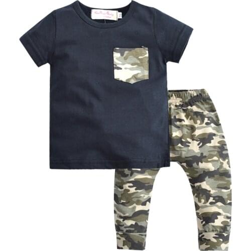 New 2020 Summer Newborn Baby Boys Clothes Cotton Short sleeve T-shirt+Casual Camouflage Pants Infant Clothing Set