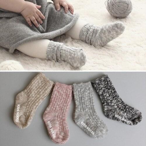 Fashion Childrens Socks Solid Autumn and Winter Boy Thick Non-slip Floor Socks Newborn Baby Socks Cotton Infant Socks for Girls