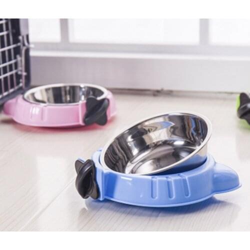 Cartoon Stationary Dog Bowls Adjustable Height Puppy Feeder Water Food Bottle Container Dish Tableware Kitten Hang Cage Bowl