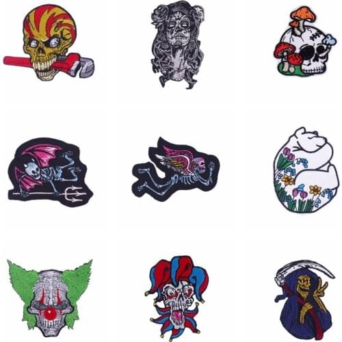 Punk Skull Embroidered Patches For Clothing Stripes on Clothes Iron on Patches For Clothes Fashion Decor Accessories Iron Sewing