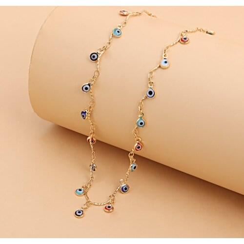 Evil Eye Choker Necklace Dainty Or Gold Beaded Choker Necklace Gift For Her Delicate Blue Eyes Chokers