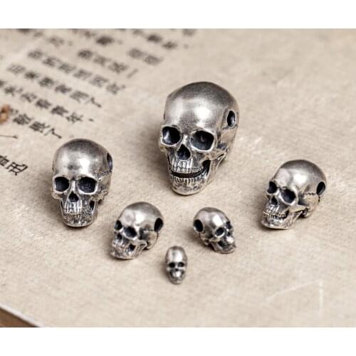 925 Sterling Silver Thai Mens SKull oxidized charm pendant DIY accessory (Without chain) A3394