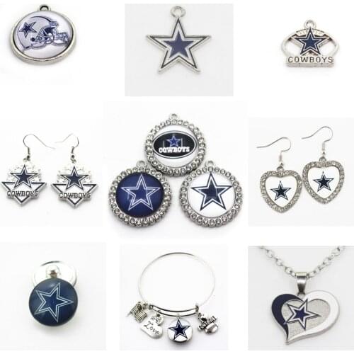 Football Dallas Star Dangle Charms Cowboy Mix Style DIY Pendant Bracelet Necklace Earrings Jewelry Making Accessories