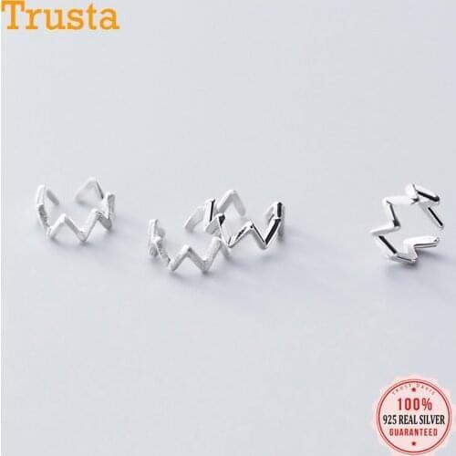 Trustdavis Real 925 Sterling Silver Fashion Sweet Geometric Wave Clip Earrings for Women Without Piercing Earings Jewelry DA1881