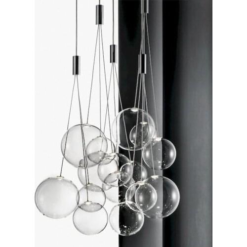 Nordic Modern Restaurant Art Lighting Living Room Bedroom 3 Heads Glass Bubble Chandelier Beauty Engineering Hall Pendant Lamp