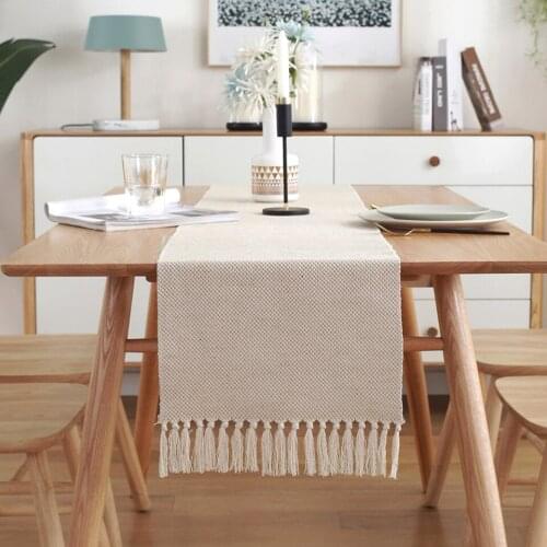 Modern Table Runner Handmade Cotton Linen Tablecloth With Tassels Household Table Cloth Simple Stylish Kitchen Home Decoration