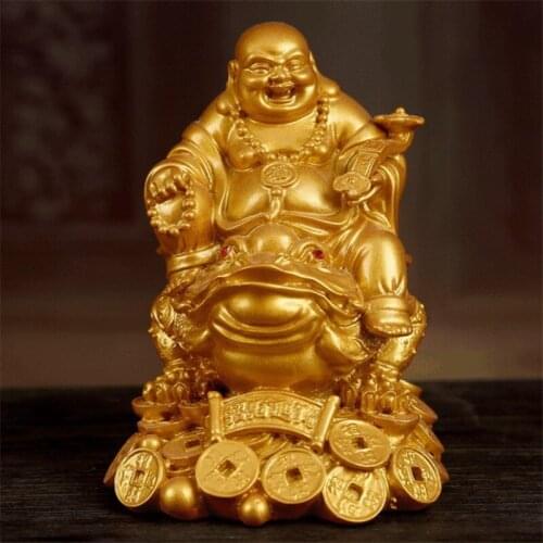 Resin Maitreya Toad Figurine Money Fortune Wealth Golden Frog Toad Craft Home Decoration Office Table Lucky Feng Shui Ornament