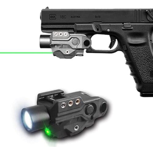 Tactical Weapon Gun Light 450lm Strobe Flashlight with Green Laser Sight Combo for Compact Full Size Pistol Taurus g2c Glock 17