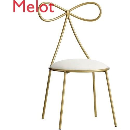 15%,Quality Metal Chair Fashion Nordic Bar Leisure Stool Modern Dining Party Seat with Bow Shape Backrest & High Foam Sponge