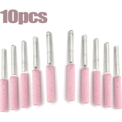 Chainsaw Sharpener 10pcs Burr Grinding Stone File 4.8mm 3/16 Chain Saw Sharpening Grinding Rod Parts For Metal Polishing