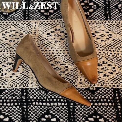 Will&Zest High Heels Stiletto Pumps Shoes For Women High-Top Sneakers Mules Genuine Leather Sandals Woman 2020 Low Heel Shoes