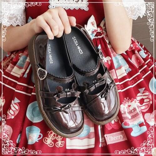 Lolita shoes sweet princess soft girl daily japanese flat heel vintage lace bowknot kawaii shoes cosplay loli women shoes