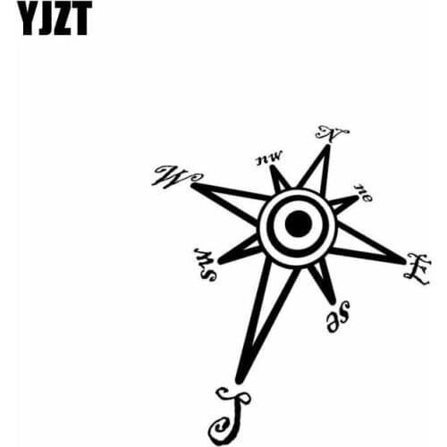 YJZT 13CM*14.9CM Compass Car Sticker Vinyl Decal For Cars Motorcycle Black/Silver C10-01787