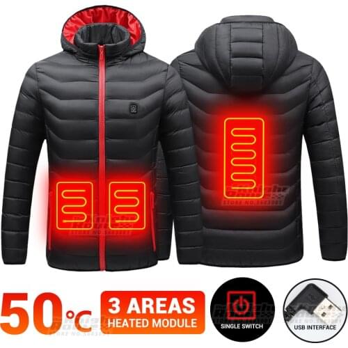 3 Area Winter Electric Heated Jacket USB Heated Vest Thermal Warm Clothes Motorcycle Jacket Moto Riding Coat Autumn Men Women