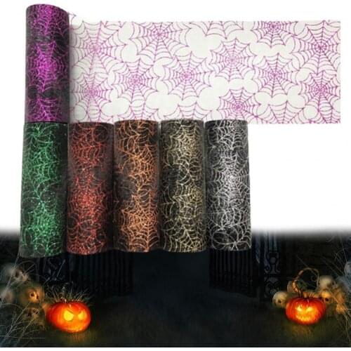 1 Roll Organza spider web Tulle Roll Easy to Use Ornamental Multi-purpose Halloween Wall Decorating Spider Web Tulle DIY Decor