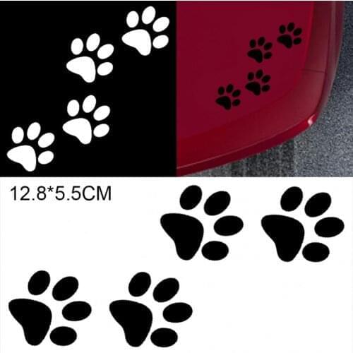 1 pc 12.8 x5.5 CM Pet Paw Pattern Outdoor Reflective Car Motorcycle Body / Bumper / Hood / Decals Window / Scratch Sticker