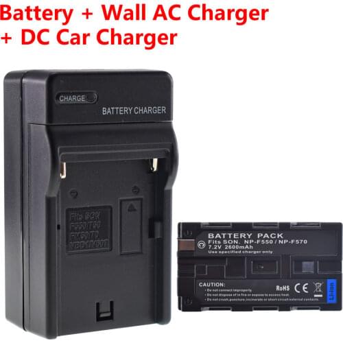1 Pack NP-F550/F570 Battery for Sony Mavica camera NP-F530 F330 + Home&Car Charger