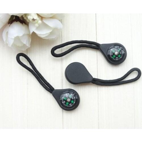 1000pcs/lot Compass Zipper Pull With Strap For Backpack Gym Suit Garment Accessories Black