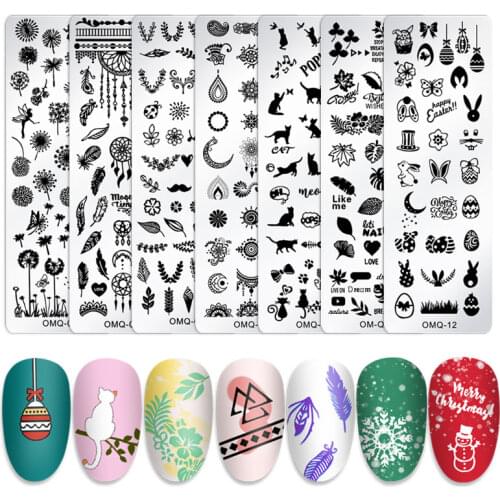 12*4cm Stainless Steel Nail Art Stamping Template Plates Christmas Snowflake Butterfly Geometry Cartoon Designs Stamper Printing
