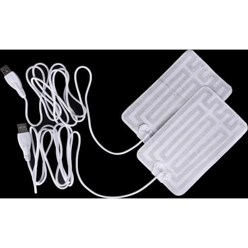 2pcs Electric Infrared Fever Heat Mat Winter Warm Arm Waist Heat Glove 5V Carbon Fiber Heating Pad USB Heating Film