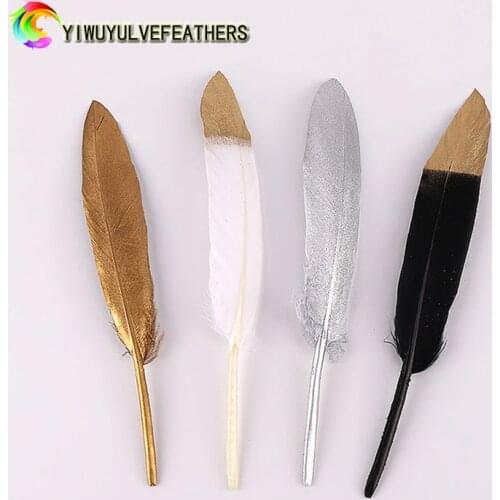 20/50 Pcs Natural Gold Black Duck Feathers Small forewelry Making DIY Home Party Plume Decoration 10-15CM