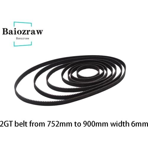 3D Printer Parts GT2 6mm Closed Loop Rubber Timing Belt 752 760 782 784 800 810 840 848 850 852 860 900mm 2GT 1pcs