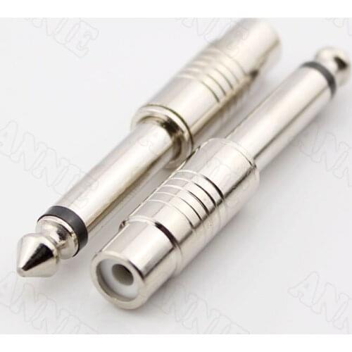 50pcs/lot 6.5 Male Turn RCA Female Adapter Nickel Plating Mixing Console Audio Adapter