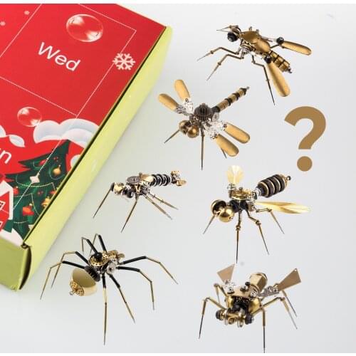 650+Pcs Mechanical Insect Assembly Model Kit Christmas Blind Box Gift Set - Seven Kind of Insect Monday to Sunday