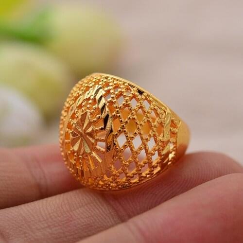 Annayoyo Gold Color Ring for Women, Ethiopian Wedding Ring/Arab Items/Africa Jewelry/Nigeria/Middle East