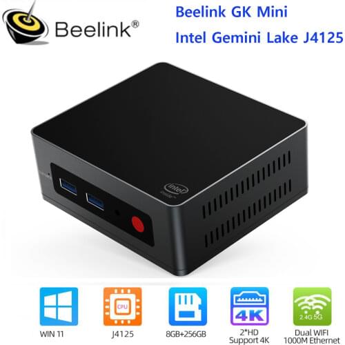 Beelink GK Mini Windows 10 MINI PC Intel Gemini J4125 DDR4 8GB 128GB 256GB 5.8G WiFi 1000M LAN 4K Mini Computer Better than GK3V