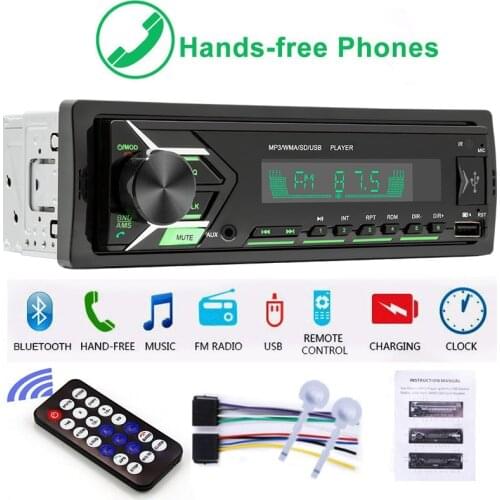 Digital Car Stereo Bluetooth MP3 Player 60W FM Radio Wireless Audio Music USB/TF Card with In Dash 3.5mm AUX Input Speaker