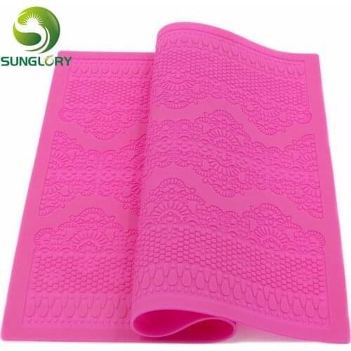 Flower Silicone Baking Mat Kitchen Cake Lace Mold Wedding Decoration Sugar Lace Mat Color Rosyred Fondant Cake Decorating Tools