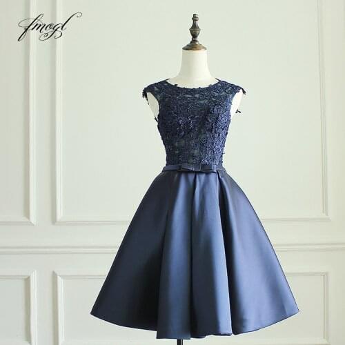 Fmogl Luxury Taffeta Short Homecoming Dresses 2019 Scoop Neck Sashes Lace Knee Length Special Occasion Dress For Party