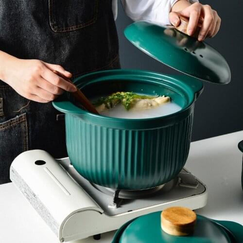 Ceramic Casserole Open Flame Large-Capacity Heat-Resistant Health Soup Claypot Rice Uncoated Decocting Stew Pot