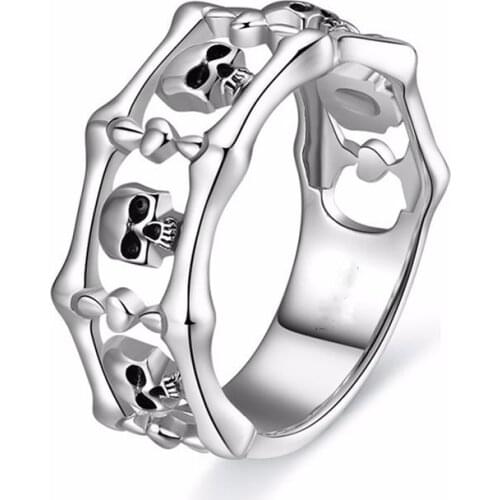 Classic Women Men Ring Fashion Punk Style Plated Silver Color Skull Ring Accessories Jewelry for Men Party Best Gift