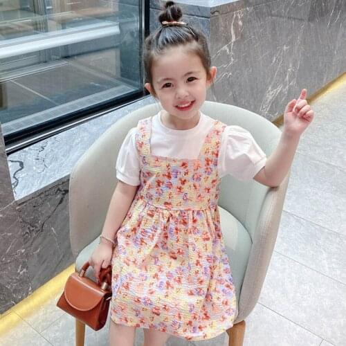 Baby Girls Clothes Set Tshirt + Floral Dress Childrens Clothes For Girls Casual Style Clothes For Girls Summer Childrens Costu