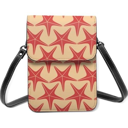 Sea Stars Pattern Cell Phone Purse Smartphone Wallet Leather Shoulder Strap Handbag Women Bag