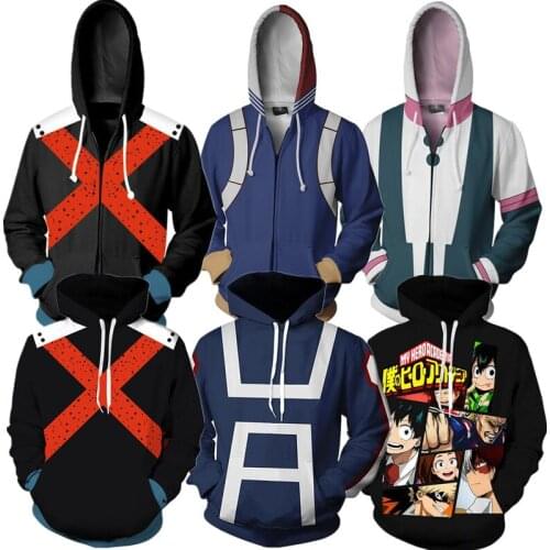 My Boku no Hero Academia Cosplay Costume Todoroki Shoto Asui Tsuyu Hoodies Sweater T-shirt Pants School Coat for Men Adult Boys