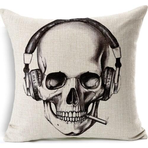 Hot Sale Pillow Covers Creative Skull head Pattern New Fashion Style 45X45CM Linen Pillow Cover \ Home Decorative cushion case