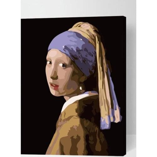 Meisje Met De Parel Paint By Number Kit Oil Painting Girl With A Pearl Earring On Canvas Girl With A Pearl Earring Painting