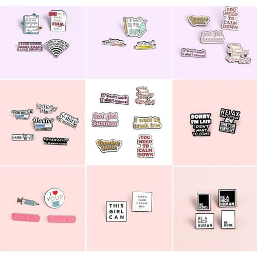 Letter Set Alloy Brooch Bag Clothes Backpack Lapel Enamel Pin Badges Cartoon Jewelry Gift For Friend Women Men Accessories