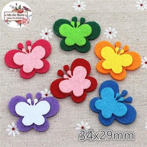 34x29mm Non-woven patches butterfly two-double Felt Appliques for clothes Sewing Supplies diy craft ornament