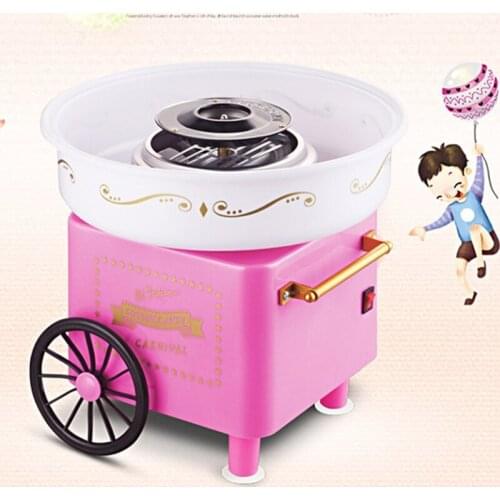 Nostalgia Trolley Cotton Candy Machine Fashion Mini Candy Floss Maker Home Use Countertop Electric Children Creative